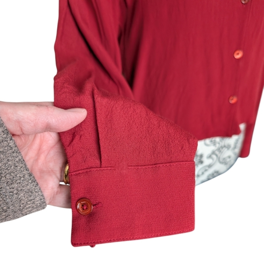 Aritzia Wilfred Free Blouse Women XS Red Button Down - Picture 8 of 11